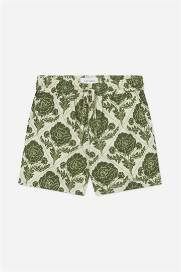 Les Deux Lesley Flower Tile Shorts - Vintage Grön / Elfenben